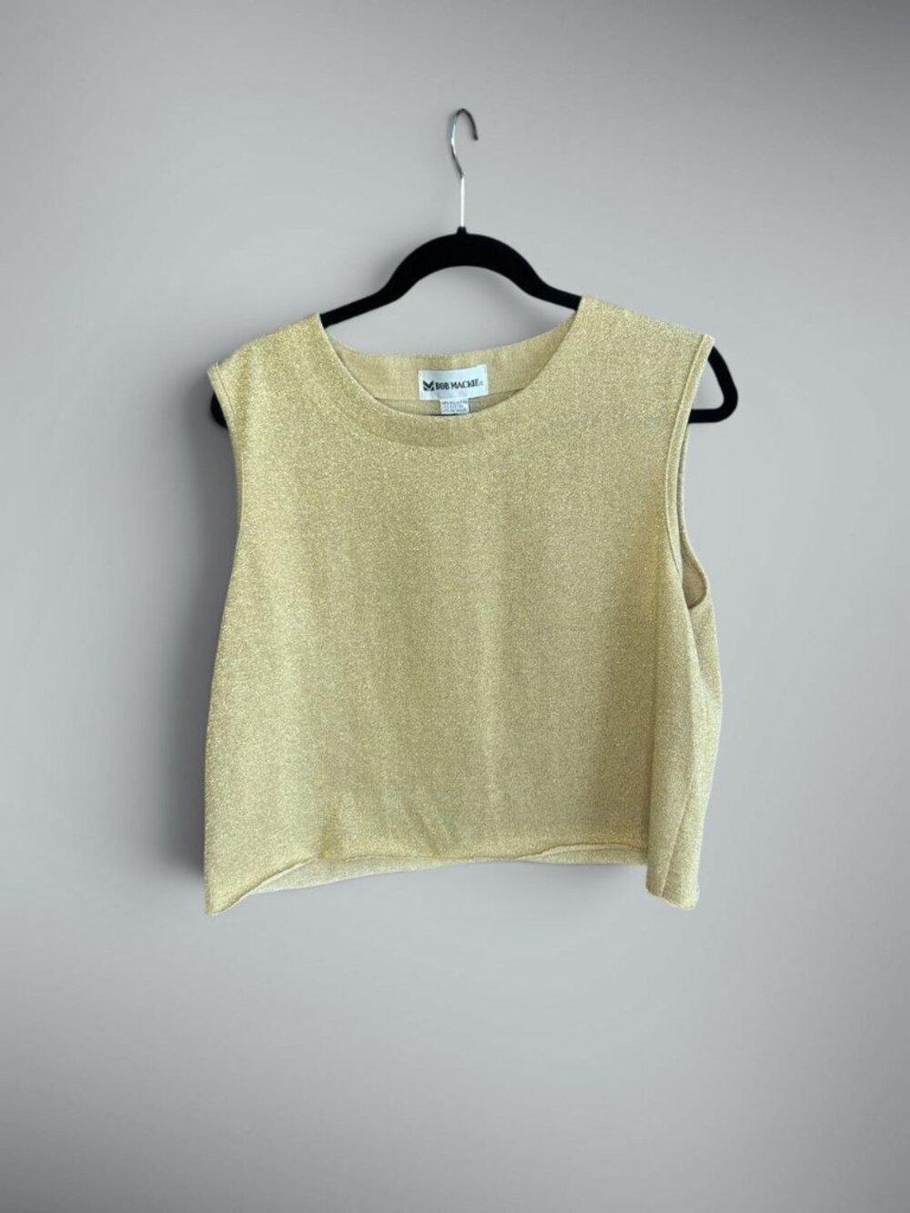 Bob Mackie Gold Metallic Vintage Cropped Sleeveless Tank Size Large